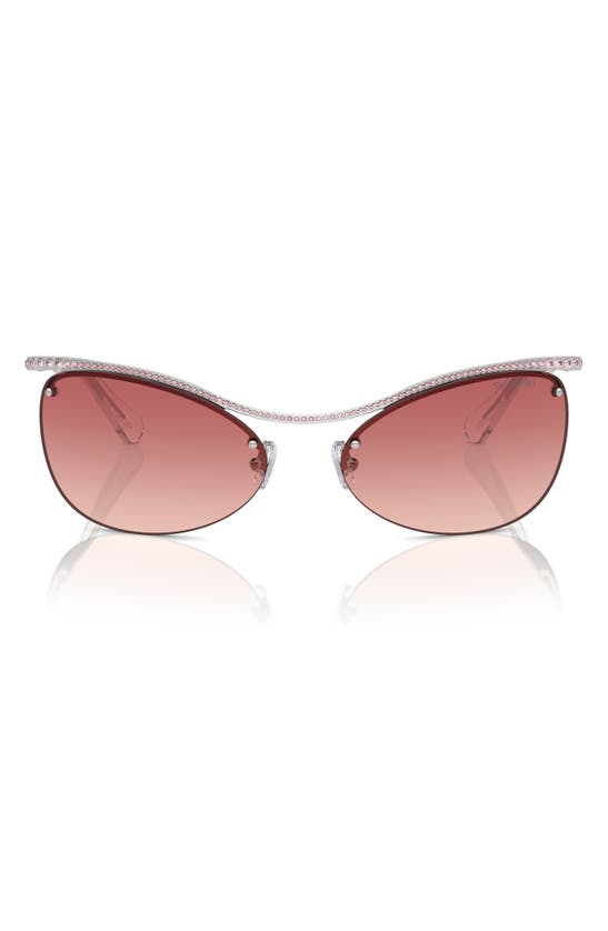 Shop Swarovski 63mm Gradient Irregular Sunglasses In Silver