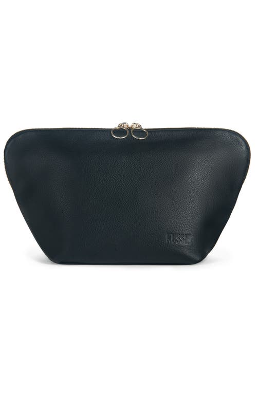 Shop Kusshi Vacationer Leather Makeup Bag In Black Leather/leopard