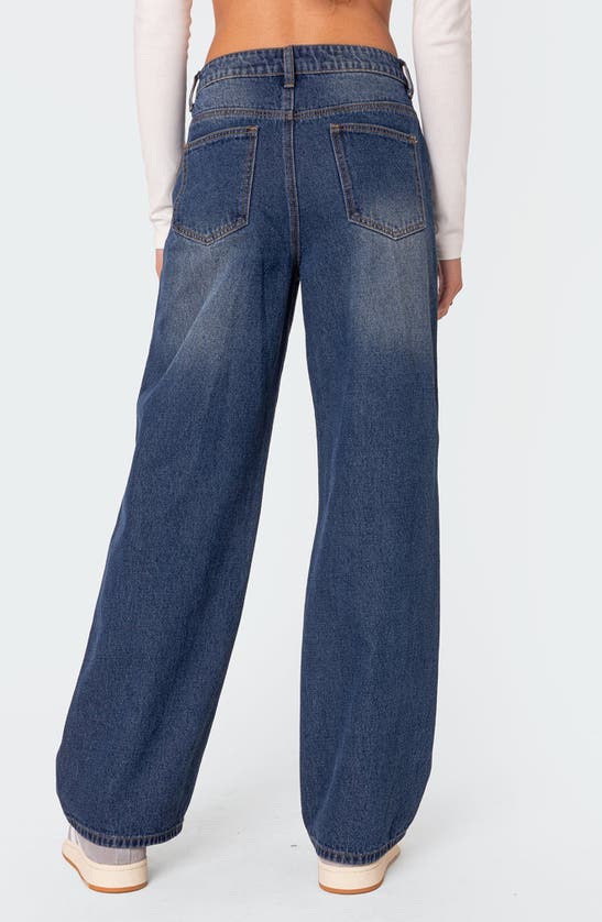 Shop Edikted Karie Relaxed Jeans In Dark-blue