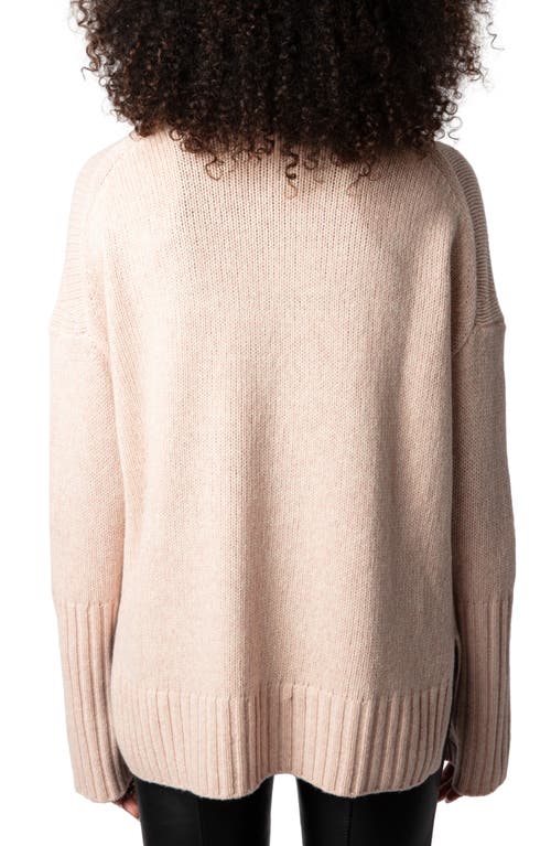 Shop Zadig & Voltaire Alma We Heart Spike Merino Wool Turtleneck Sweater In Sweet