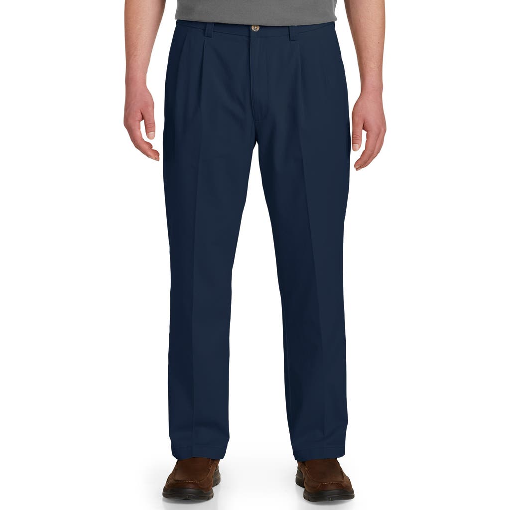 Harbor Bay Waist-relaxer Pleated Twill Pants In New Navy