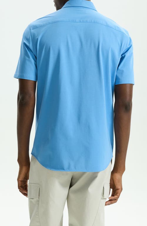 Shop Theory Irving Short Sleeve Button-up Shirt In Powder Blue