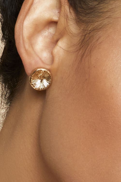 Oradina Sunburst Round Studs In Yellow Gold