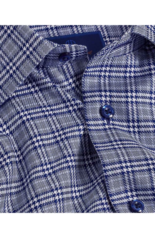 David Donahue Trim Fit Micropattern Cotton Dress Shirt In Navy