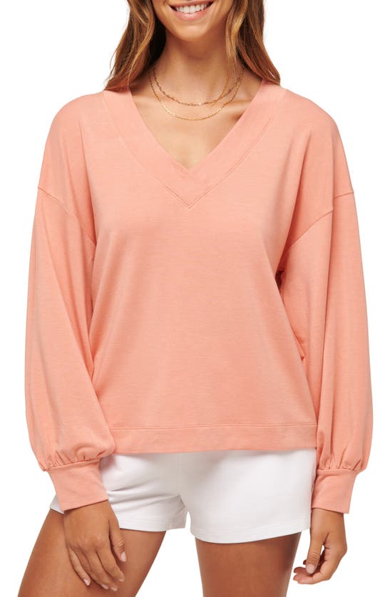 Shop Travis Mathew Cloud French Terry Pullover Sweatshirt In Heather Canyon Sunrise