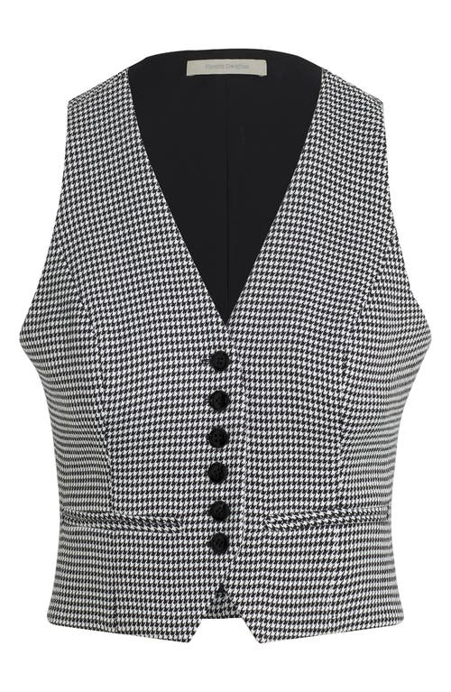 Shop Favorite Daughter The Favorite Houndstooth Crop Vest In Micro Black-white Houndstooth