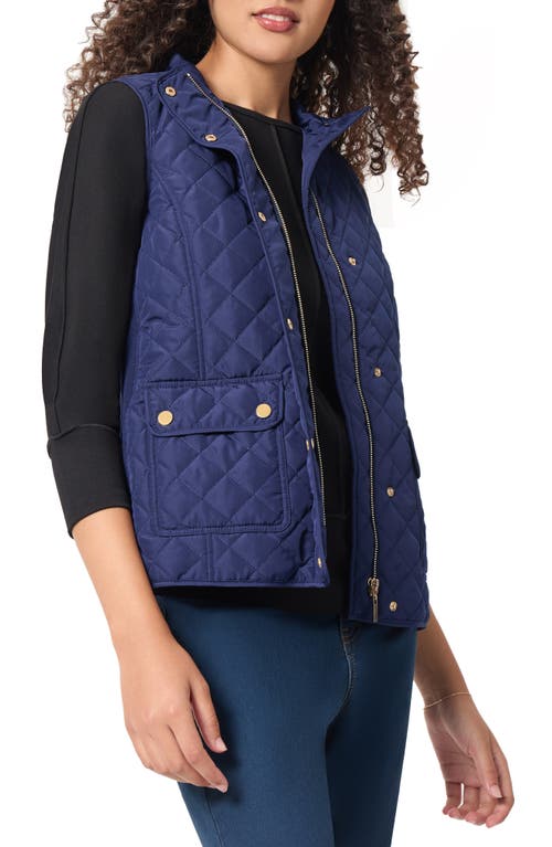 Shop Jones New York Quilted Vest In Pacific Navy