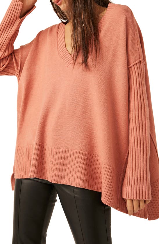 Shop Free People Orion A-line Tunic Sweater In Lightest Rose