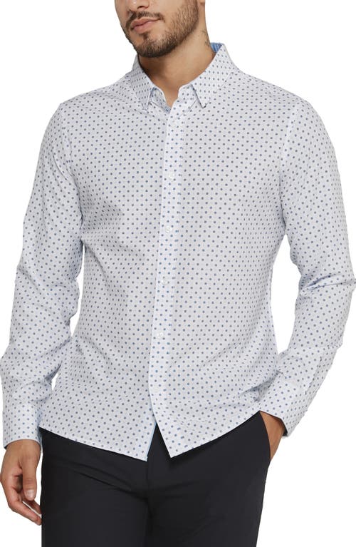 7 Diamonds Amis Medallion Print Performance Button-Up Shirt in White 