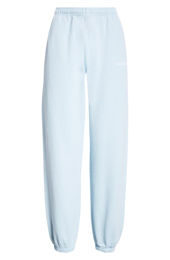 Shop Sporty And Rich Logo Cotton Fleece Joggers In Baby Blue
