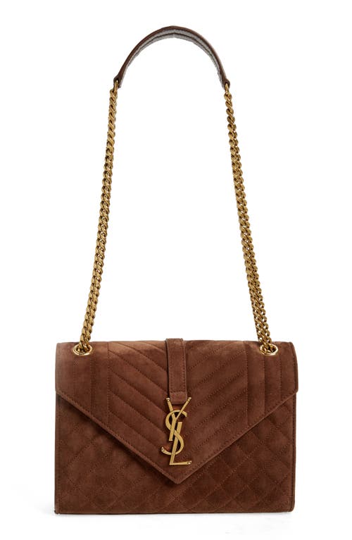 Saint Laurent Medium Envelope Suede Crossbody Bag in Brown Coffee at Nordstrom