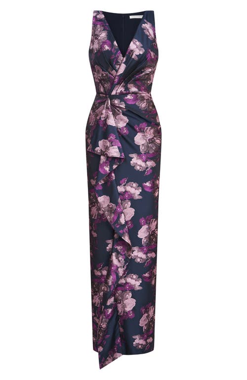 Shop Kay Unger Kennedy Column Gown In Dark Ink/wisteria