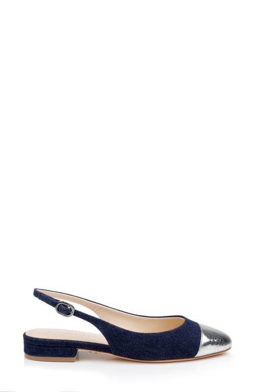 Shop Dee Ocleppo Mumbai Slingback Cap Toe Flat In Blue/silver