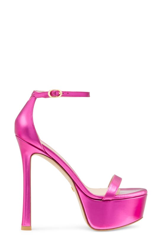 Stuart Weitzman Nudistcurve Hollywood Ankle-strap Platform Sandals In Azalea