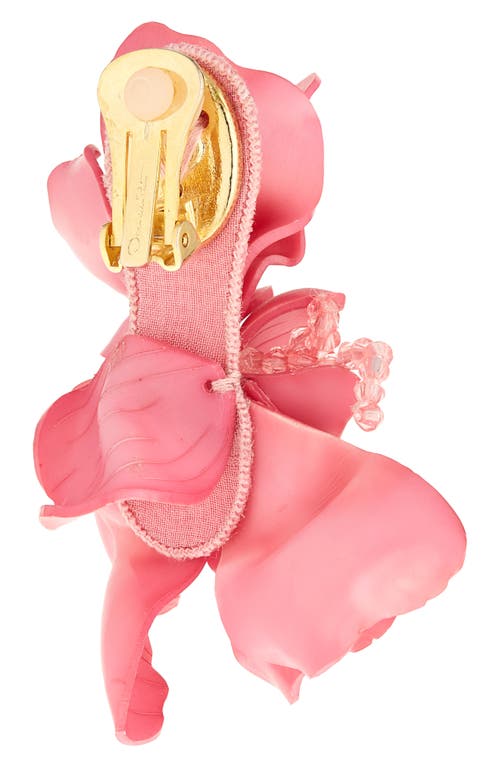 Oscar De La Renta Half Gardenia Clip-on Drop Earrings In Pink