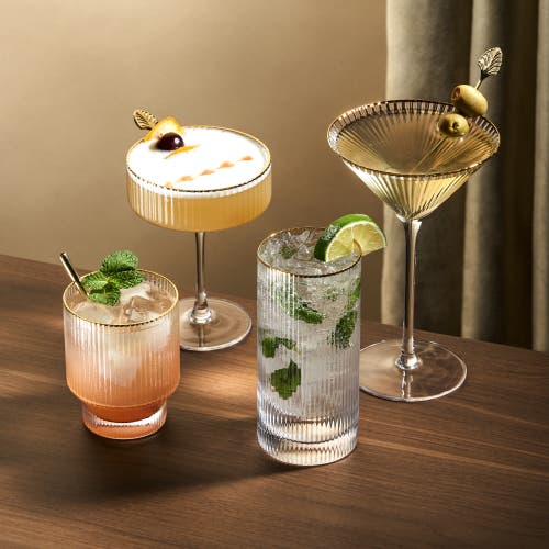 Viski Meridian Crystal Highball Glasses Set Of 2 In Clear