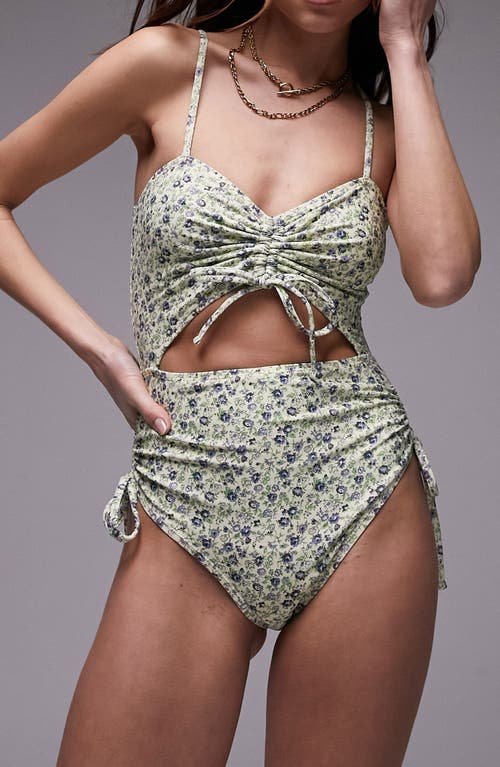 Cutout One-Piece Swimsuit in Green Multi