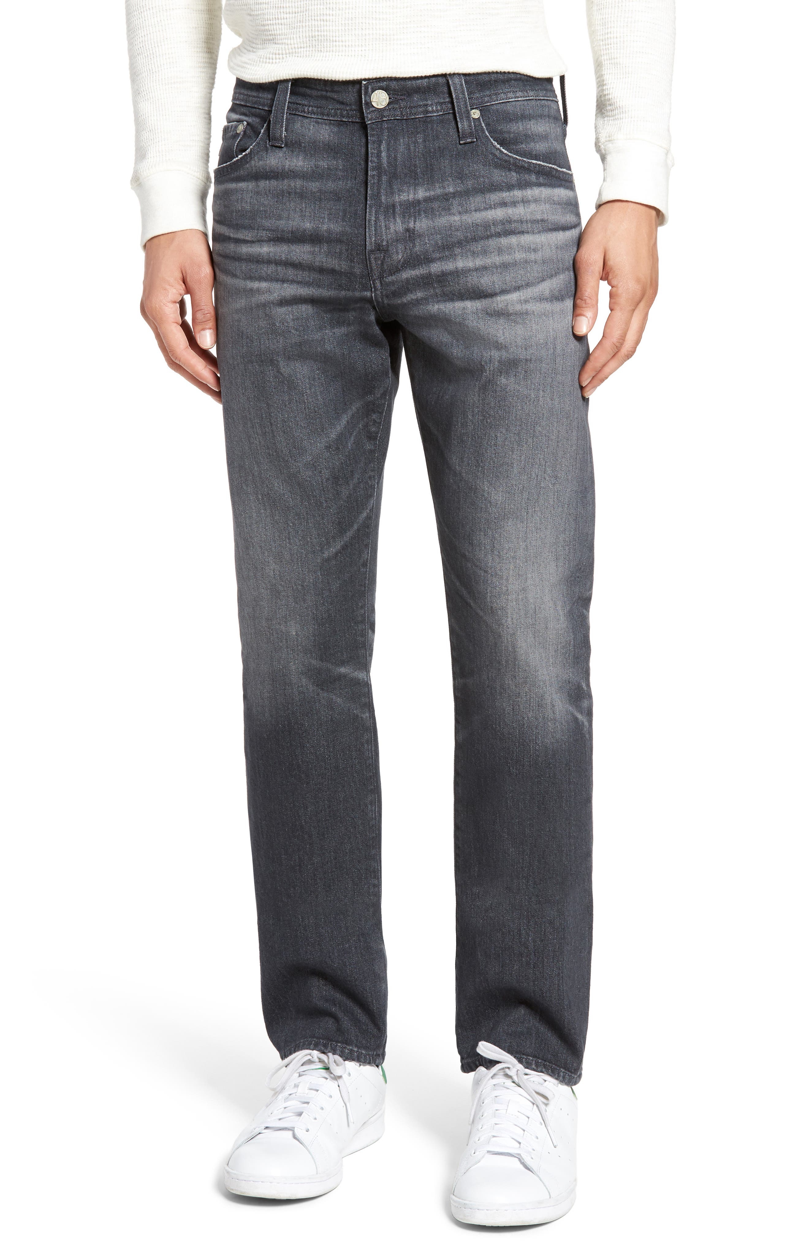 slim straight grey jeans