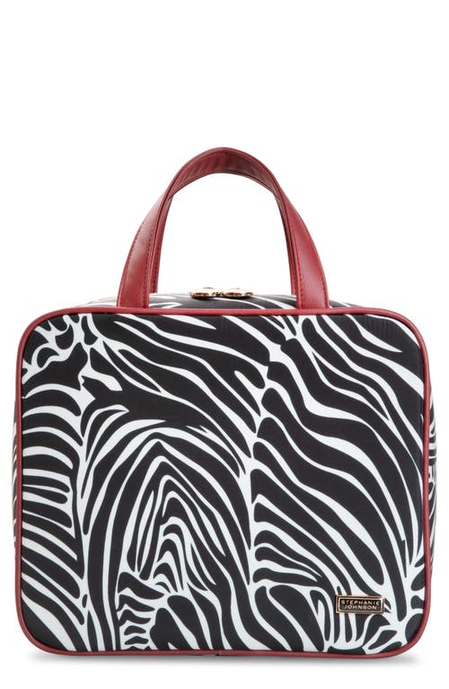 Large Sahara Zebra Martha Briefcase Cosmetics Bag in Black/White