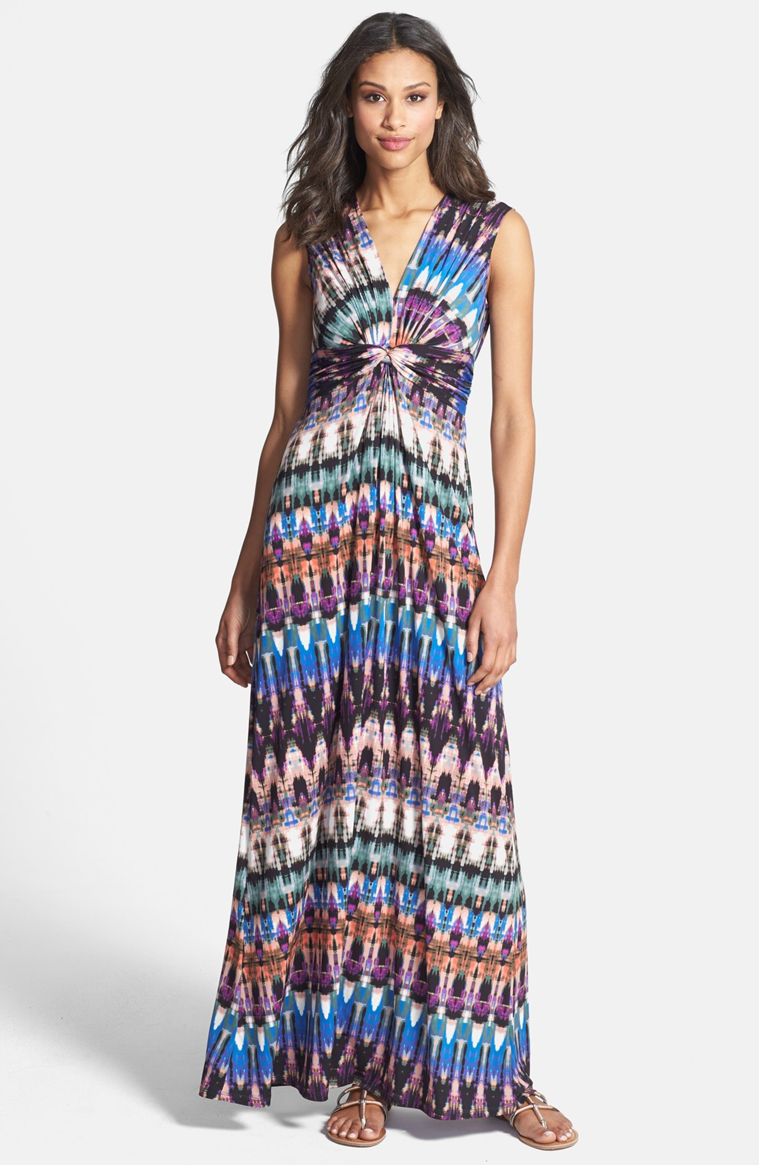 Eliza J Print Front Knot Jersey Maxi Dress | Nordstrom