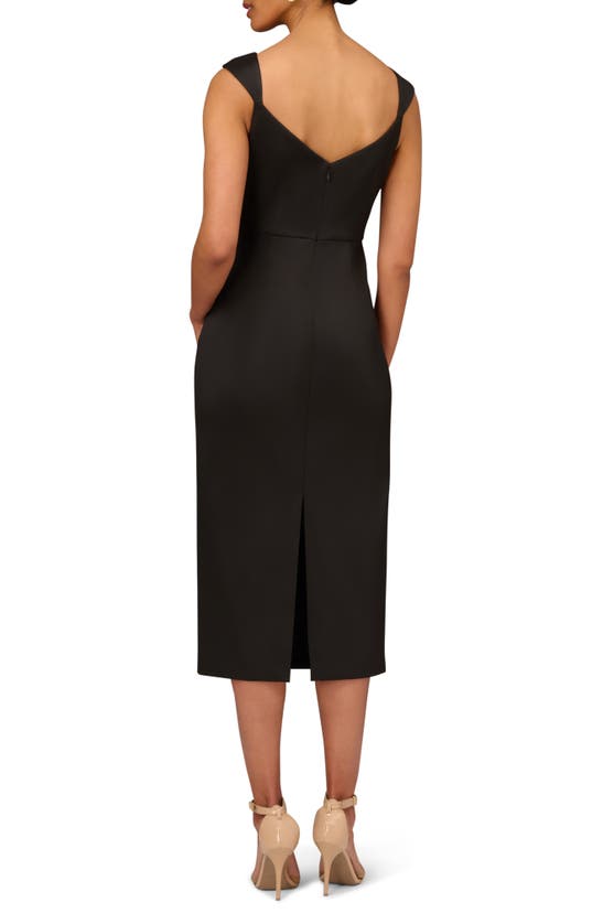 Aidan Mattox Stretch Mikado Cocktail Midi Dress In Black