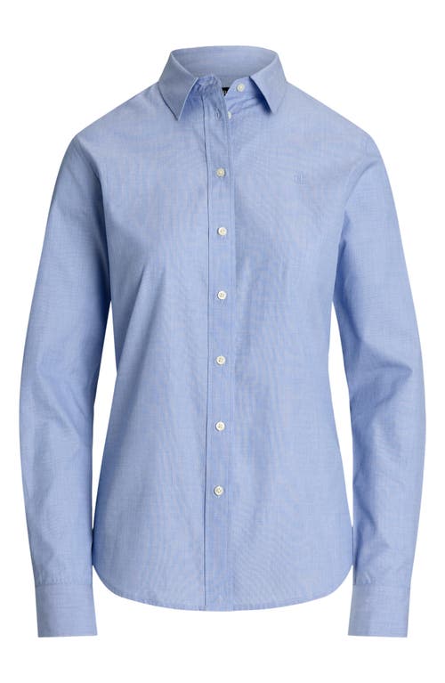 Shop Lauren Ralph Lauren Classic Fit Cotton Shirt In Classic Medium Blue