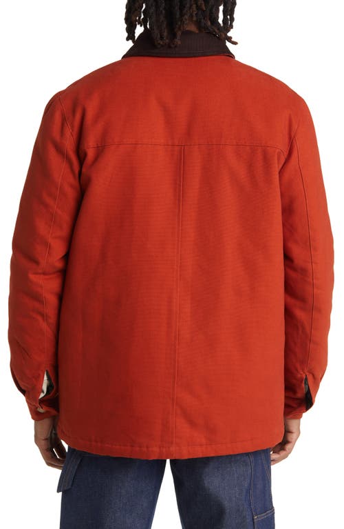 Shop Cat Wwr Mixed Media Chore Jacket In Sienna Red