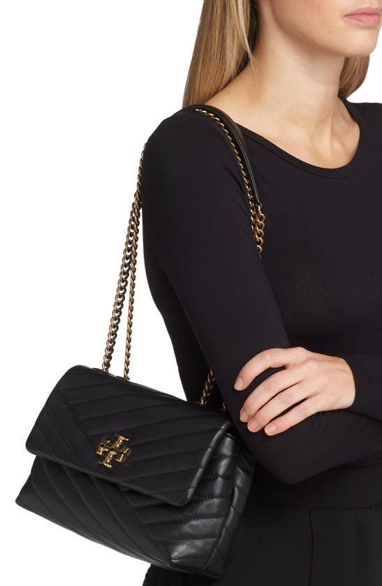 Tory Burch Kira Chevron Leather Convertible Shoulder Bag In Black