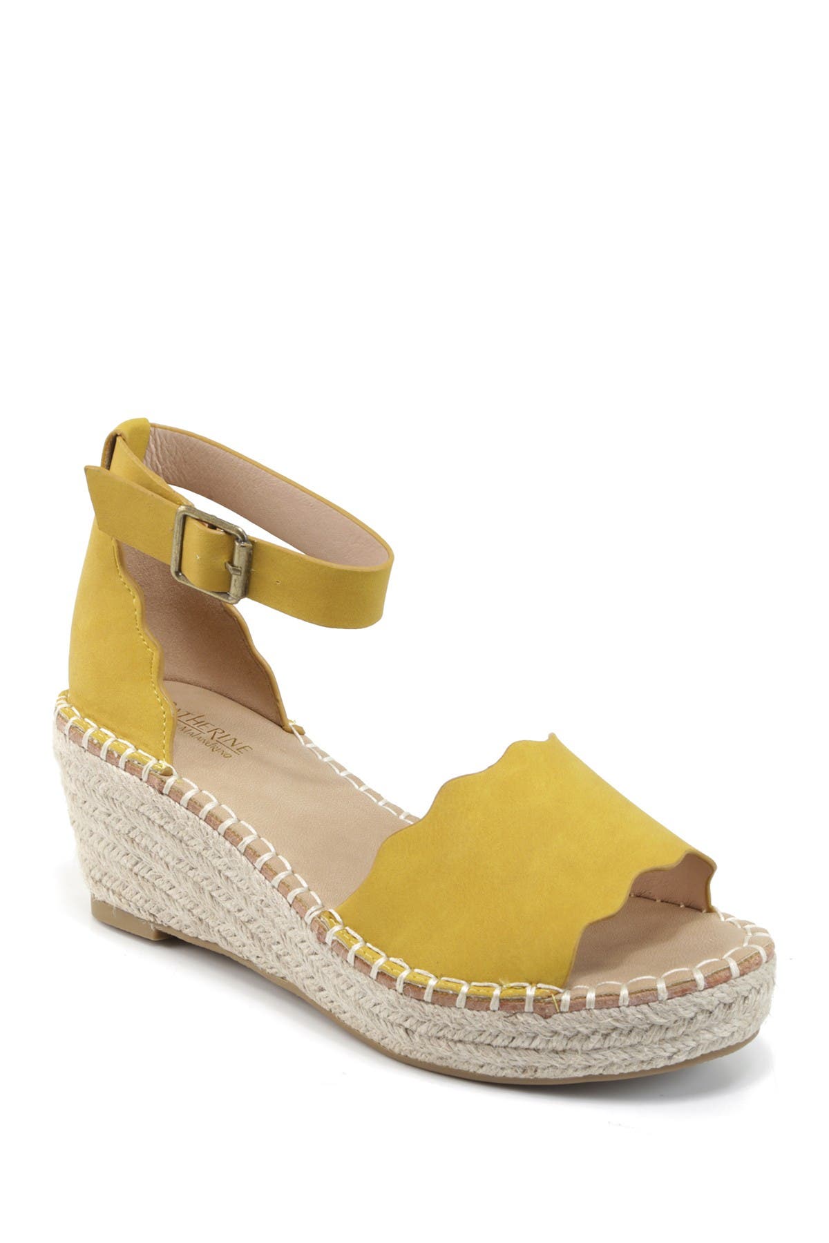 scalloped platform espadrille sandal