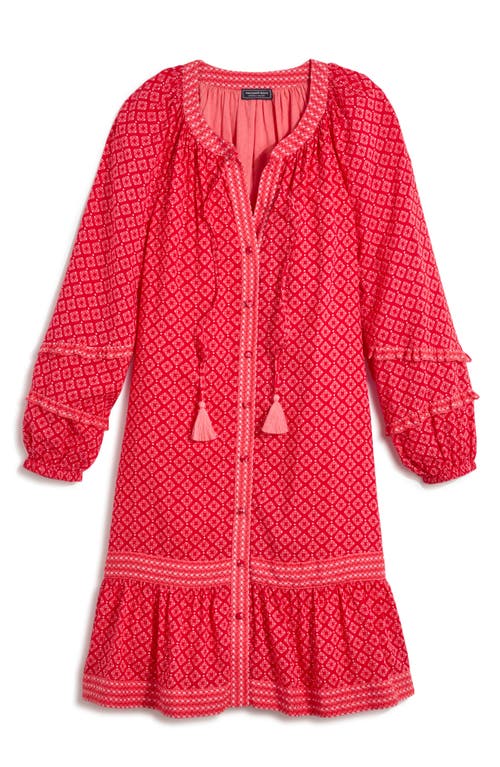 Vineyard vines Tile Print Long Sleeve Dress Chelsea Geo - Red at Nordstrom,