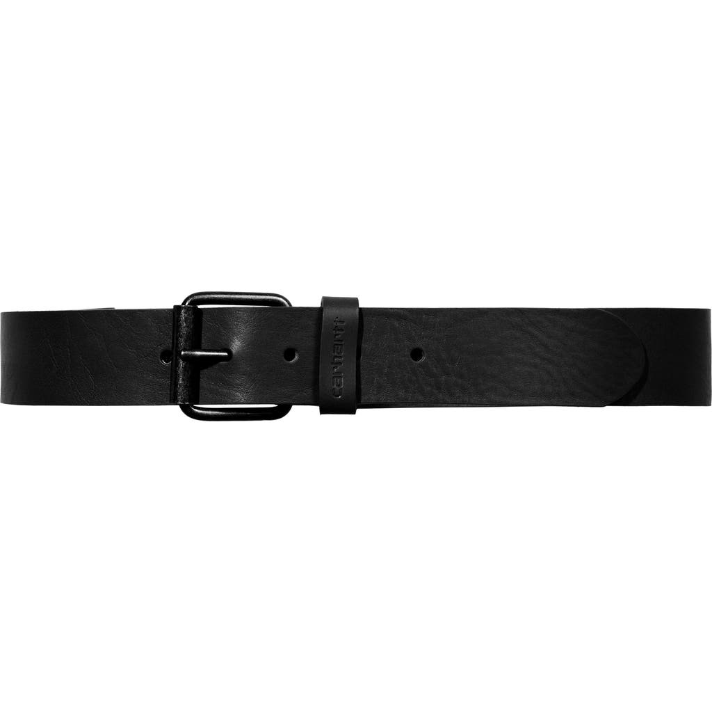 Carhartt Work In Progress Script Leather Belt In Black