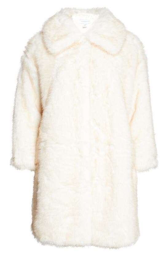 Topshop Faux Fur Coat In Cream-White for Women
