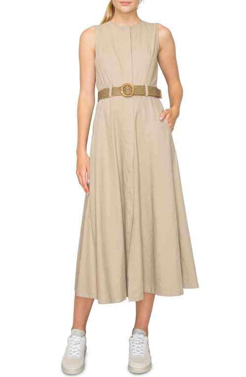 Shop Melloday Sleeveless A-line Dress In Khaki