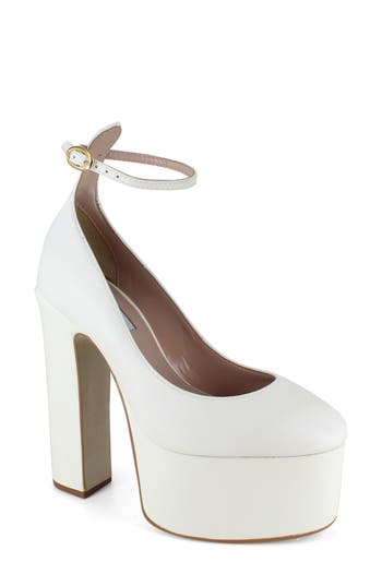 Zigi Nikole Ankle Strap Platform Pump In White Leather