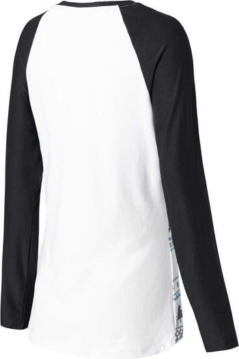 Women's Las Vegas Raiders Concepts Sport White/Black Tinsel Raglan Long  Sleeve T-Shirt & Pants Sleep Set
