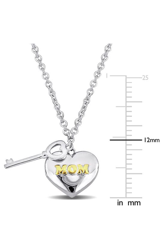 Delmar Heart & Key Charm Pendant Necklace In Silver