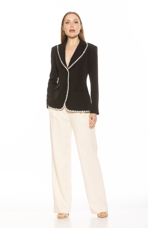 Alexia Admor Contrast Embroidered Blazer In Black