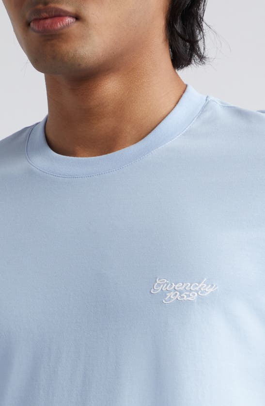 Shop Givenchy Slim Fit Logo Embroidered T-shirt In Baby Blue