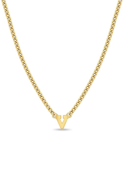 Zoë Chicco Curb Chain Initial Pendant Necklace in Yellow Gold-V at Nordstrom, Size 16