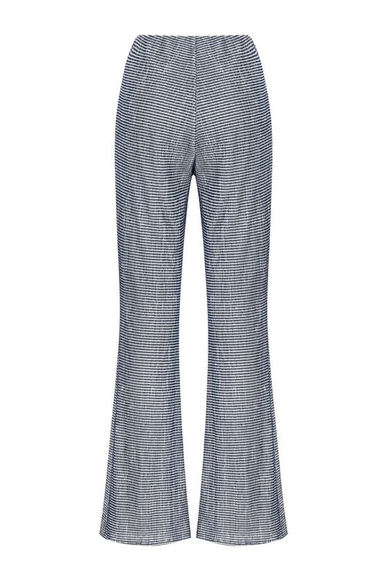 Shop Nocturne Striped Flared Pants In Grey