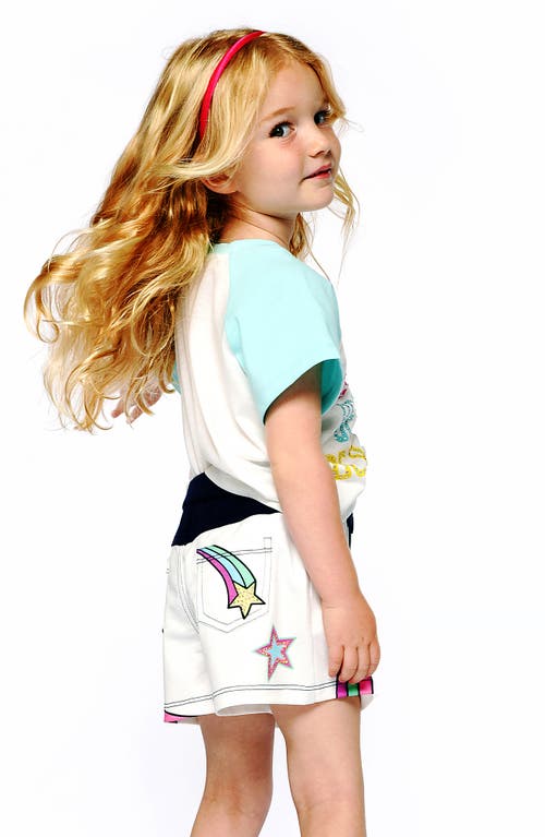 Shop Sara Sara Kids' Graphic Colorblock Shorts In White Multi