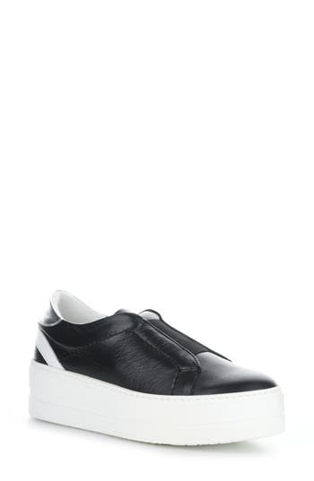 Bos. & Co. Mona Platform Slip-on Sneaker In Black/white/pewter Patent