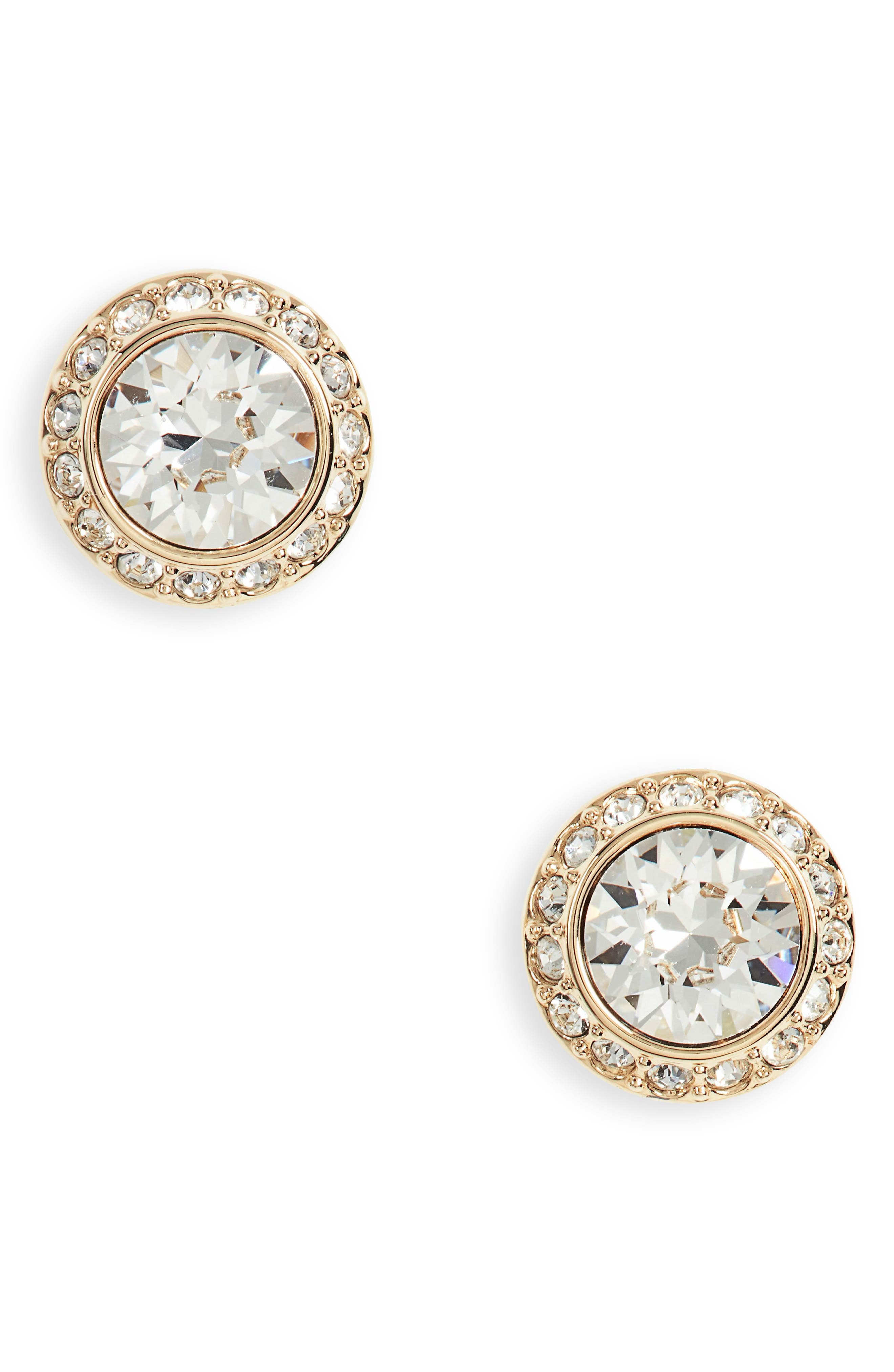 round crystal stud earrings