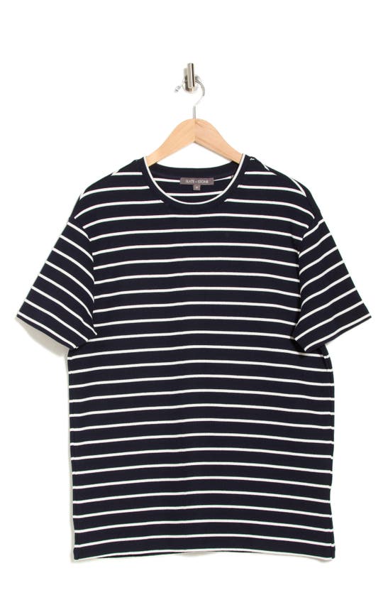 Shop Slate & Stone Stripe Waffle Knit T-shirt In Navy White Stripe