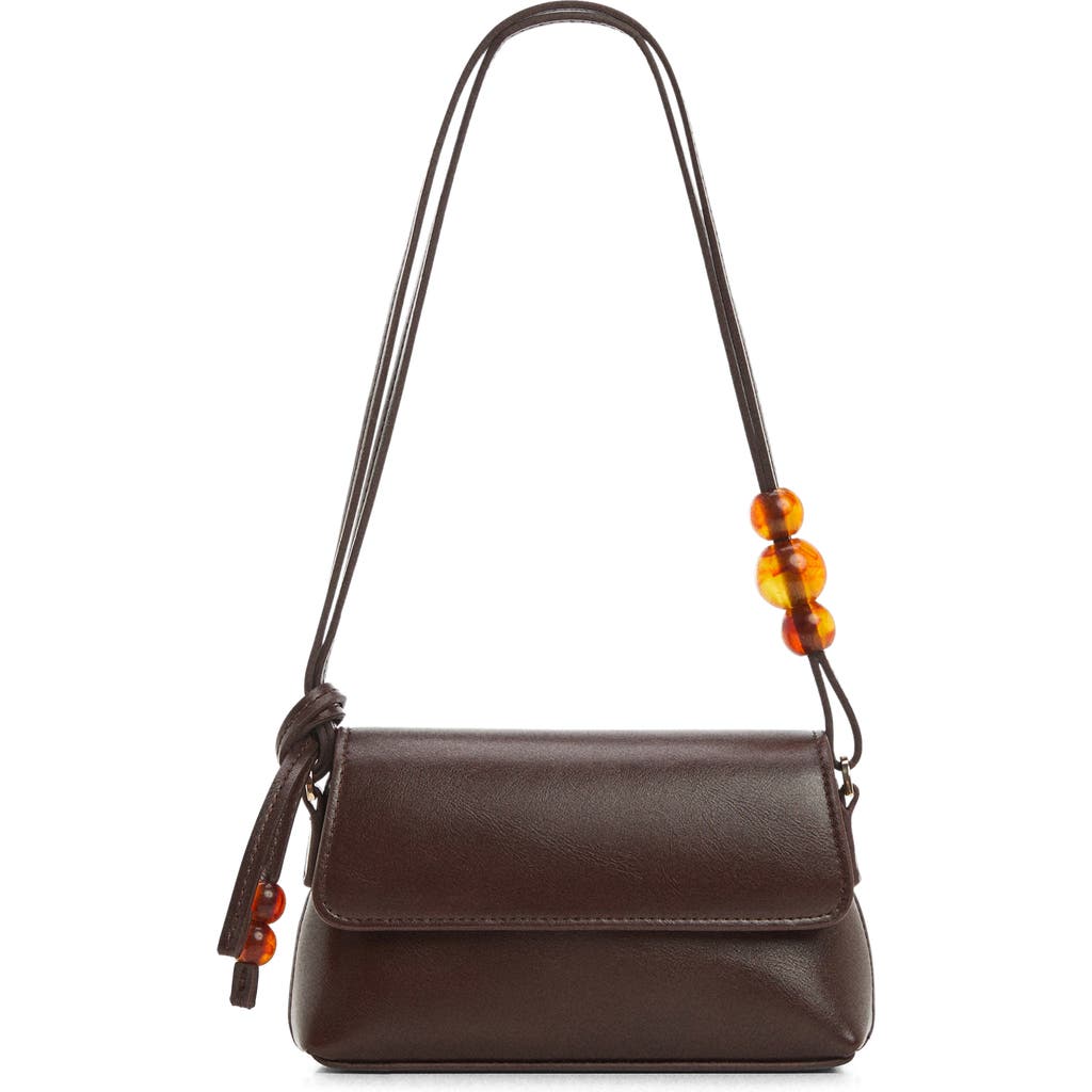 Mango Bead Detail Faux Leather Crossbody Bag In Brown
