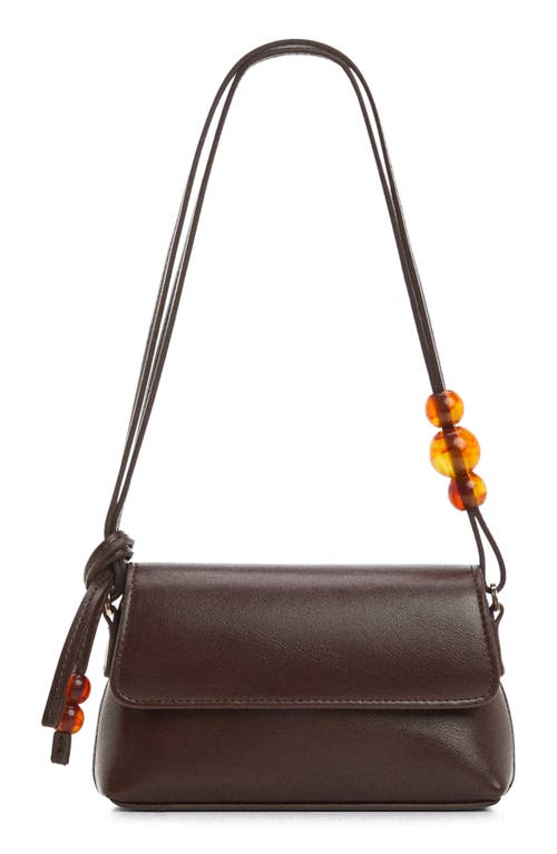 MANGO Bead Detail Faux Leather Crossbody Bag in Chocolate at Nordstrom