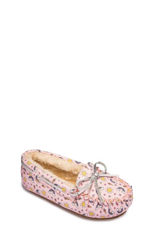 Minnetonka Kids' Print Slipper In Pink Summer