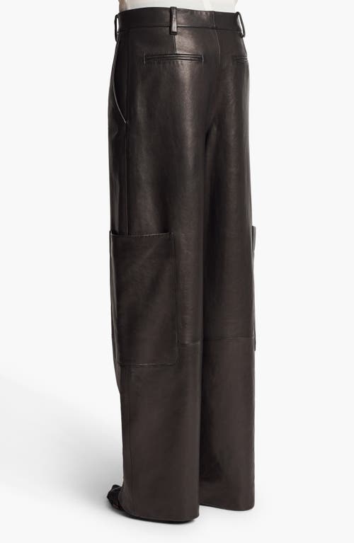 Shop Khaite The Caiton Wide Leg Leather Cargo Pants In Black