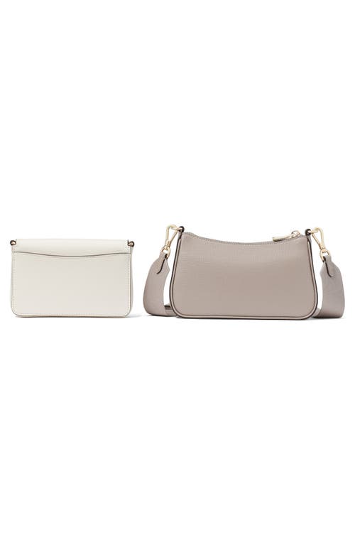 Shop Kate Spade New York Double Up Colorblock Leather Crossbody Bag In Warm Taupe/ivory