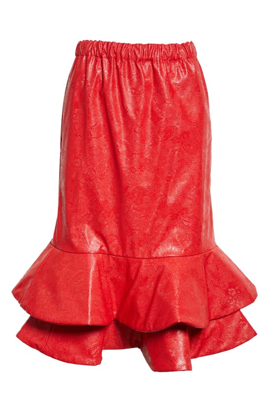 Comme Des Garçons Embossed Faux Leather Skirt In Rot